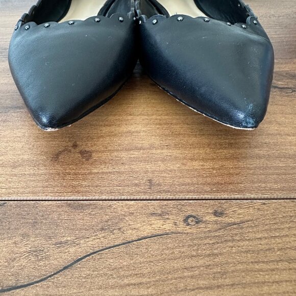 Coach Jill Scallop Pointed Flat Leather Shoes Classy Timeless Minimalist Black 7 - Picture 6 of 6